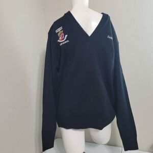 A+ Large Private School Sweater Knit Pullover navy longsleeve embroidered youth